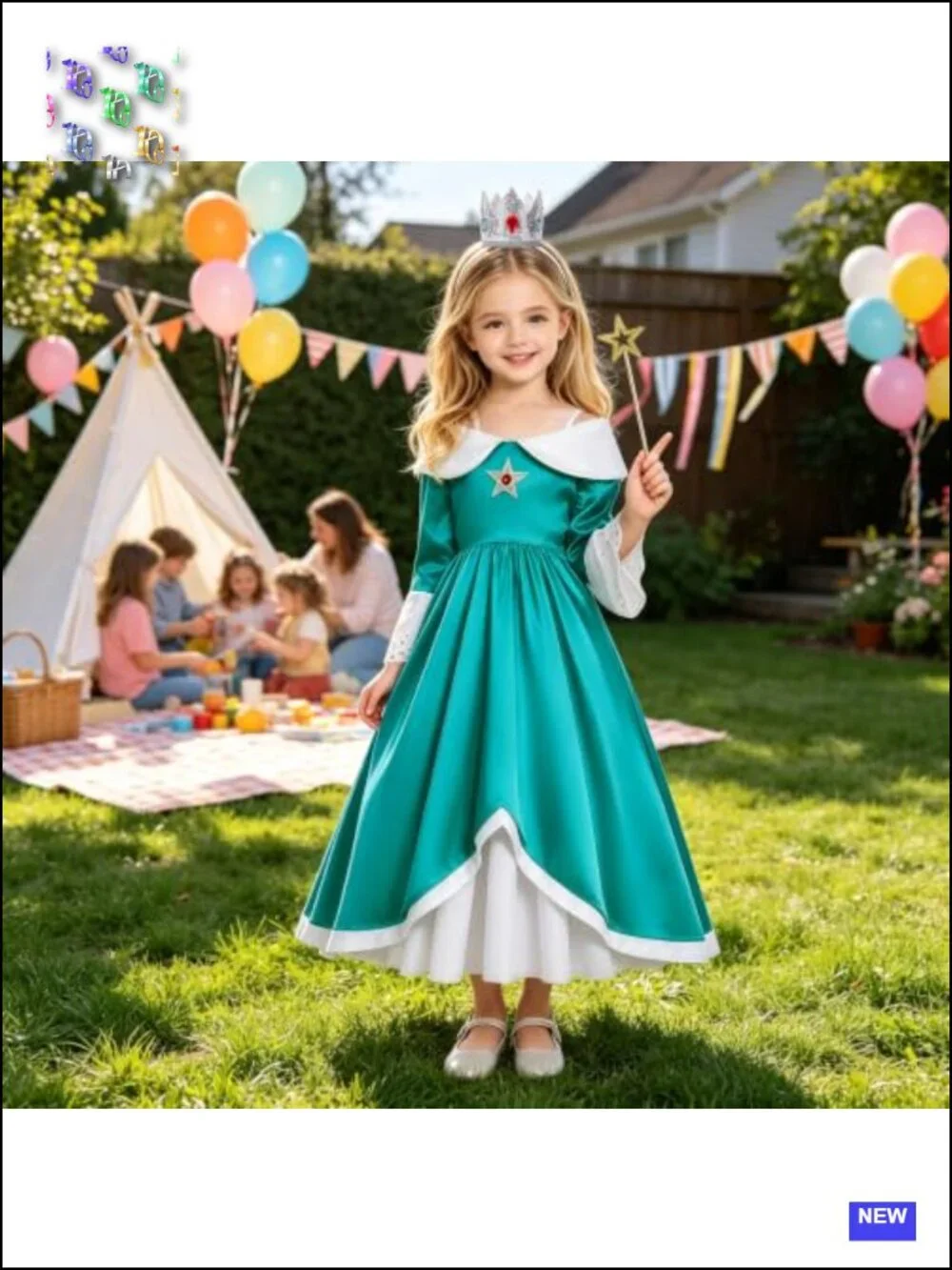 Princess Costume Dress Set with Crown and Wand